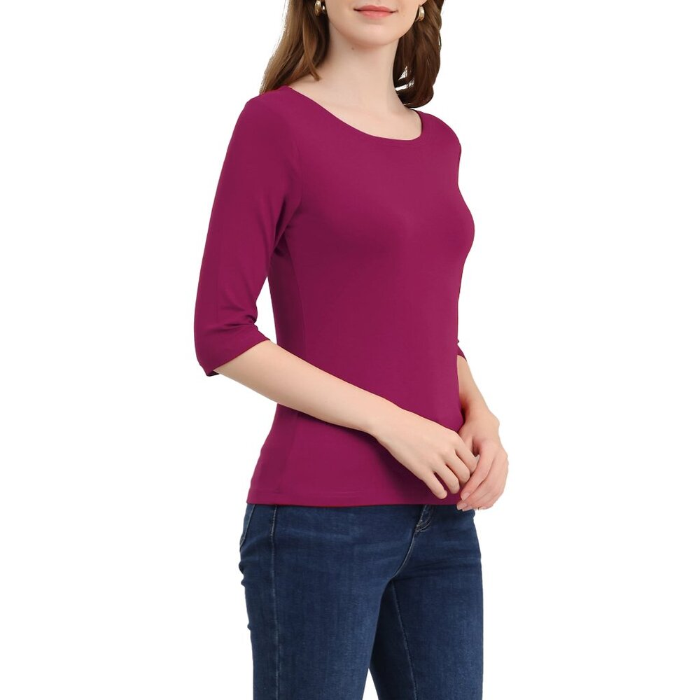 Lafayette 148 New York Magenta 3/4 Sleeve Top - Picture 2 of 10